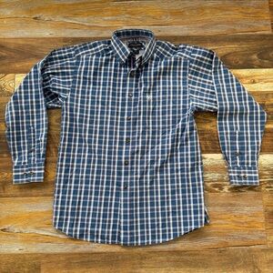 Ariat Pro Series Long Sleeve Button Western Shirt Mens M Blue White Red Plaid
